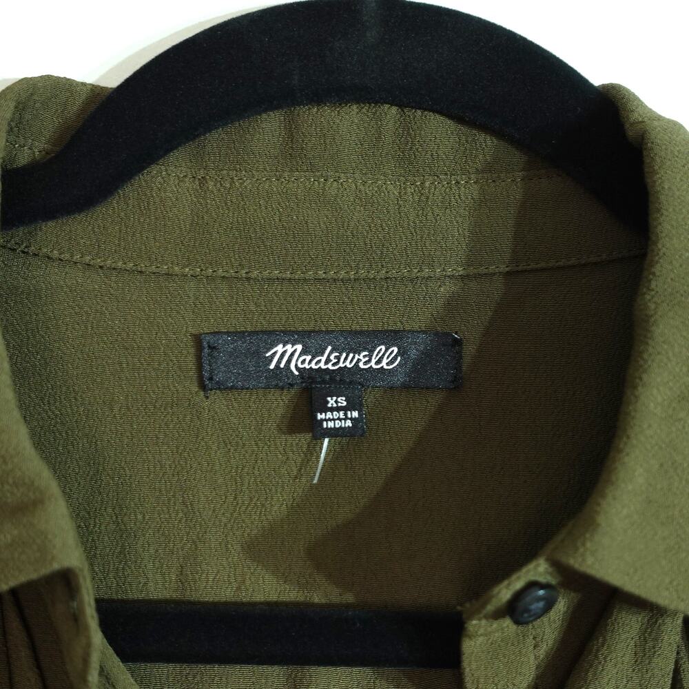 NWT Madewell Olive Green Lightweight Short Sleeve Button Up Casual Shirt Top XS - Picture 2 of 9